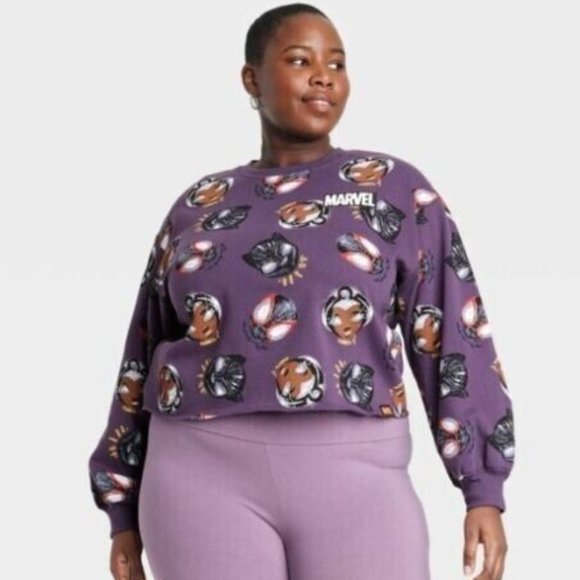 Marvel Tops - Women's Marvel Black Panther x Nikkolas Smith Graphic Sweatshirt Size XL Purple